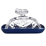 Hong Yi Fei-Shop Butterdose Butter Teller Box Container Käse Brot Aufbewahrungstablett mit Glasdeckel Keramik Butterkäse Geschirrteller Container Küche Geschirr Geschirr Butterdose für Zuhause, Bü