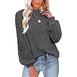 Lässiges, Gestreiftes Damen-Tunika-Oberteil Mit Langen Ärmeln Und Farbblock, Lockeres T-Shirt Dunkelgrau+L