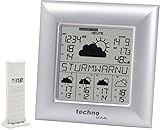 Technoline WD 9000 Wetterdirekt - Wetterstation mit Sturmwarnung, Innen- und Außentemperautanzeige, zuverlässige Wettervorhersage für 5 Tage, silber, 2,1 x 12,9 x 3,8