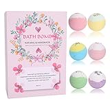 6-teiliges 110g Badebomben Geschenkset, Pflanzenextrakt Kristallsalz Badekugeln Luxuriöses Geschenk für Frauen, Freundin, Mutter, Perfektes Valentinsgruß Geburtstags Weihnachts geschenk