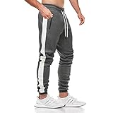 JustSun Jogginghose Herren Baumwolle Trainingshose Männer Sporthose Herren Lang Joggers Jogging-Hose Herren Sweathose Hosen Fitness Trackpants Gym Outdoor Herren Grau M