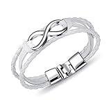 Freundschaftsbänder,Eleganz Verstellbares Armband Ewig 8 Infinity Design Weiße Lederarmbänder Geschenk Freundschaftsarmbänder Für Damen Herren Geburtstagsfeier Begünstigt Armb