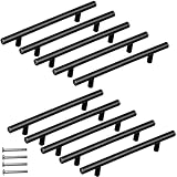 10 Stück Möbelgriffe Stangengriff Schwarz Schubladengriffe 304 Edelstahl Küchen Griffe Lochabstand: 128mm Küchenschränke Türgriffe mit 20pcs Schraub