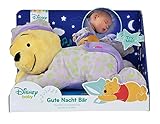 Simba 6315874904 – Winnie Puuh, Gute Nacht Bär, Kuscheltier als Einschlafhilfe, mit Gute-Nacht-Melodie, leuchtet im Dunkeln, 30 cm, für Babys ab dem ersten M