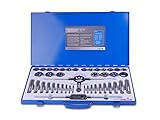 GSR PROFI Gewindeschneider Set, 45 teilig, Gewindeschneidsatz ZOLL, UNC 1/4-1', UNF 1/4-7/8', UNS 1', Außen- und Innengewinde, Mit Gewindeschneider, Handgewindebohrer, Schneideisen & W