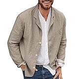 ZzCityTK Herrenanzüge Anzugjacke aus Baumwolle und Leinen Lässiges lockeres Anzugoberteil Einfarbig Modischer Bluse lässiger Hemd lockerer Pullover Outdoor-Oberteil Herbst Top Arbeitskleidung