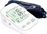 Frohmen Blutdruckmessgerät Oberarm, Vollautomatische Blutdruck und Pulsmessung mit Arrhythmie-Erkennung, Große LED-Anzeige und Manschette, 2x90 Dual-User-Modus, mit 24-42cm Blutdruck