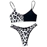 Zweiteilige Mode Badeanzug Damen Drucken Bikini Bademode Push Up Strandkleidung Italien sexy Strapsen Bikinioberteil Klassischer Hohe Taille Triangel Bikini Set Sandstrand Swimsuit Ferien Schw