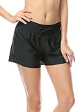 OUO Damen UV Schutz Schwarz Wassersport Schwimmen Bikinihose Badeshorts Schwimmshorts Boardshorts M