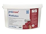 preismaxx Mattlatex Wandfarbe, Latexfarbe, weiß, matt, 10 Liter, Deckkraftklasse 2, Nassabriebklasse 2