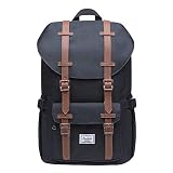 KAUKKO Rucksack Damen Herren Schön und Praktisch Daypack mit Laptopfach für 13' Notebook für Ausflüge, Uni, Schule, 16L, Schw