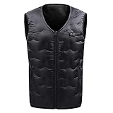 JING USB Aufladung Beheizter Westejacke, Leichter Waschbarer Körperwärmer, Heizung Gilet Für Motorrad Skifahren Mit Motorrad,Schwarz,S