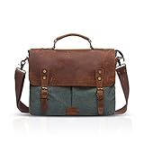 DaMiRa Vintage Messenger Bag Briefcase for 14.6 inch laptops Satchel Tote Bag Shoulder Bag for Men and Women School Bag Leather C