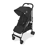 Maclaren Quest Arc leichter kompakter Kinderwagen, Neugeborene bis 25 kg, ausziehbares wasserdichtes Verdeck UPF 50+, Einzelgriff, Liegesitz, Allradfederung, Inklusive Regenhülle, Schw