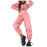 Hausanzug Damen Trainingsanzug Set Jogginganzug Velour Sportanzug Anzug 2Teilig Freizeitanzug Oberteil Hose Kapuzenjacke Langarm Zipper Lange Sporthose Sportbekleidung