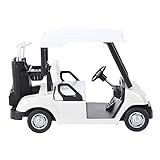 WINOMO Metallwagen Mini-Modell Druckguss Pull Back Action Cart Pullback Fahrzeug Clubs Spielset Spielzeug Schreibtisch Dekor 1:20 Golfwagen Weiß