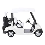 WINOMO Metallwagen Mini-Modell Druckguss Pull Back Action Cart Pullback Fahrzeug Clubs Spielset Spielzeug Schreibtisch Dekor 1:20 Golfwagen Weiß