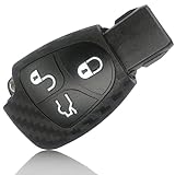 FoilsAndMore Hülle kompatibel mit Mercedes Benz 2-3-Tasten Autoschlüssel - Silikon Schutzhülle Cover Schlüsselhülle in Carbon Schw