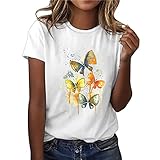 Damen T-Shirt 3D Katze Druck Shirt Streetwear Tops, Teenager Mädchen Kurzarm Tierdruck Sommer Oberteile Casual Rundhals Tshirt Tunika Kurzen Ärmeln Bluse Hemd Tee Top W49 - White M