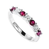 ANAZOZ Echtschmuck Weißgold Ring 750 Mit Diamant 18 Karat Damen Verlobungsring Dünn Zart Ring 0.4ct Turmaline Diamant Rundschliff Au 750 Gr. 54 (17.2)