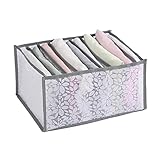 OEAK Schubladen Organizer Faltbar Aufbewahrungsboxen Kleiderschrank Schrank Ordnungssystem Schubladenunterteilungen für Shirt,Leggings,Jeans,Grau Blumen,9 G