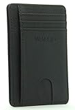 WALLID Brieftasche für Kreditkarten oder Kontakte, schmales Portemonnaie (Anti-Diebstahl-Abschirmung RFID – Herren/Damen – Kunstleder Farbe Schwarz (8 Karte, 11 x 8 x 0,5 cm) RFID- Italian B