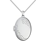 Medaillon oval groß Silber 925 Luxus Etui Amulett antik Vintage (Medalion, Medallion) Damen Hals-Kette zum Öffnen antik, aufklappen Anhänger aufklappbar mit Kette für Foto Kette FF103 SS92545