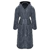 Gräfenstayn® Damen & Herren Kuschelfleece Bademantel mit Kapuze Größe S-XXXL Öko-Tex Standard 100 Flanell Fleece (L, Anthrazit)