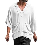 IFOUNDYOU Hemd Herren Reqular Fit Kurzarm Tshirt Freizeithemd Herren Druck Bequem Beach Strandhemd Hemd Herren Comfort Fit Casual Tops mit Taschen Hawaiihemd Herren Sommer V Ausschnitt Henley S