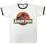 Mens Retro Jurassic Park Ringer Style T Shirt (S-2XL) Jurassic World Movie DVD