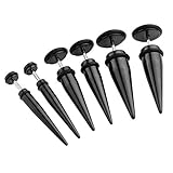 Zysta Piercing Schmuck, 3 paare Fakes Plugs Edelstahl Taper Dehnstäbe Set Ohrstecker Fakeplugs Ohr tunnel Expander Non Piercing Punk Ohrringe 5mm/8mm/10mm (schwarz)