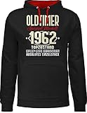Shirtracer Geburtstagsgeschenk Geburtstag - Oldtimer Spezial Modell 1962-60. Geburtstag - 3XL - Schwarz/Rot - Oldtimer Geburtstag - JH003 - Hoodie zweifarbig und Kapuzenpullover für Herren und D