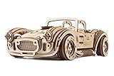 UGEARS 3D Puzzle Auto Modellbau - Drift Cobra Racing Car - 3D Holzpuzzle Sportwagen aus der Vergangenheit - Modellbausatz für Erwachsene - Mechanisches Modell Holzbausatz Auto mit F