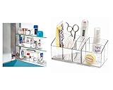 iDesign Medikamentenbox für Bad und Medizinschrank, kleine Medizinbox aus Kunststoff, übersichtliche Medikamenten Aufbewahrung mit 7 Fächern, durchsichtig
