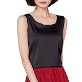 Deloito Damen Sexy V-Ausschnitt Seide unten Wildlederweste Bluse Unten Shirt weich Satin Panzer Leibchen Crop Tops (Rosa,Small)