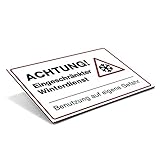 (Weiß, Schild Alu-Verbund 300x200x4 mm) Hinweis-Schild/Text: Achtung Eingeschränkter Winterdienst/Piktogramm - Glatteis Räumdienst Streudienst Kehrwoche Rutschgefahr keine Hafttung