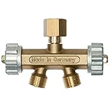 COWIK Doppelabzweigventil für Argon/Co², 1/4' Überwurfmutter auf 2 x 1/4' Außengewinde, Kennfarbe schw