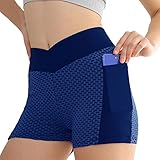 Yoga-Shorts mit hoher Taille, mit Taschen, Workout-Shorts für Yoga, Radfahren, Training, Fitness, L