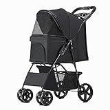 LSJDDW Hundewagen bis 15kg,Hundebuggy Buggy for Hunde und Katzen Haustierwagen mit Klappfunktion,Pet Hunde Buggy Stroller (Color : Blue)