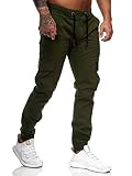 OneRedox Herren Chino Pants Jeans Joggchino Hose Jeanshose Skinny Fit Modell 1033 Oliv 33