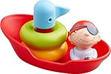 HABA 304906 - Steckspiel Boot, Wasserspielzeug für Kinder ab 18 Monaten mit 5 Teilen, Piratenboot als Steckspiel für die Badewanne 14 cm für Kinder ab 1,5 J