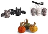 Én Gry & Sif Halloween-Deko Set: Fledermäuße, Totenköpfe, Kürbisse I aus Natur-Filz, Hand-Made, fair-Trade I 8 Teile zum Aufhängen oder H