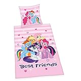 Bettwäsche My little Pony 'Best Friends', Kopfkissenbezug 80x80cm, Bettbezug 135x200cm, Renforce, mit Marken-RV