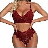 Achimlt Damen Dessous Set BH Crop Top mit High Cut String Hotpants Reizwäsche Set Unterwäsch Lingerie Negligee Erotische Minirock Spitze BH und G-String Frauen Lingerie Clubwear Dessous Zweiteilig