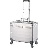 Alumaxx Pilotenkoffer Pandora aus Aluminium, Circa 36 x 47 x 25 cm, Vier 360 Rollen, 47 cm, 36 L, Silber M