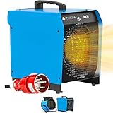 ALLEGRA Heizlüfter 9kw Bau Heizgerät Bauheizer Heizgebläse Elektroheizer Elektrisch Heizstrahler Starkstrom Elektro-Heizung für Garage Industrie 400v 16A Thermostat Leise Zeltheizung Heizer B