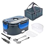 Brotdose Elektrische Lunchbox, 2 in 1 tragbarer Lebensmittelwärmer Heizung Lunchbox for Auto, Arbeit, Haus- und Bürokapazität 1.5l-Stecker Container (Color : Blue)