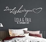 tjapalo® ul26 romantisches Wandtattoo Schlafzimmer liebe Spruch Wandspruch Wohnzimmer Wandtattoo Liebespaar Liebessprüche mit Namen Datum, Farbe: Beige, Größe: B100xH34