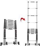 Hocker, Teleskopleiter, zusammenklappbar, gerade Leiter für Maschinenbau, robuste Aluminiumleiter für den Haushalt, Dachboden, 150 kg Kapazität, 6 m (Größe: 3,9 m)