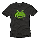 MAKAYA Retro Gamer T-Shirt Herren - Space Invaders - Nerd Geschenke für Männer schwarz XXXXL